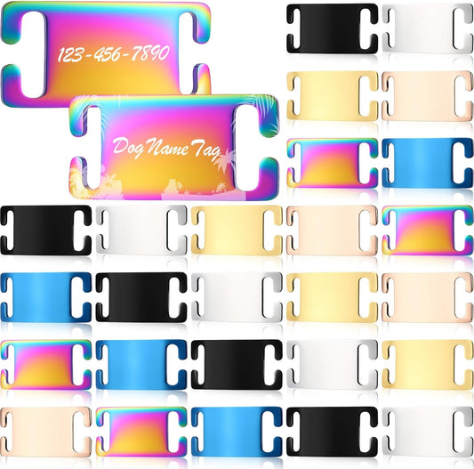 Hicarer 30 Pcs Stainless Steel Blank Pet ID Tags Personalized Dog Name Tag with Hollow Design Engraved on Both Sides Dog Cat Collar Name Accessories Regular Size DIY(Slide-on Shape)