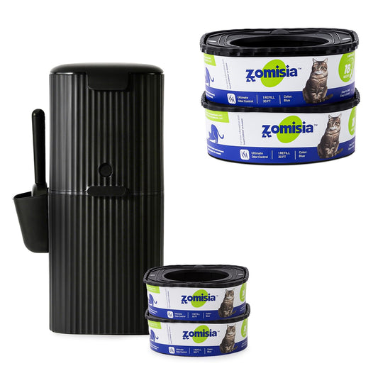 Cat Litter Disposal System for Odor Control, Hands-Free Patent Structure Litter Trash Can & 2 Pack Cat Litter Refill Bags