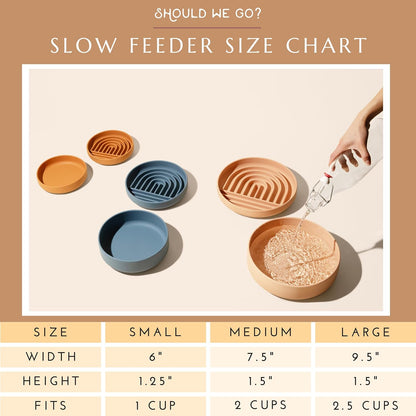 Should We Go? - The Slowdown Bowl Silicone Slow Feeder for Dogs & Puppies, Slow Eating, Modern Lick Mat Design, Reduces Gulping, Fits 2 Cups 7.5” Across x 1.5” Tall, Mealtime Challenge, Medium-Sand