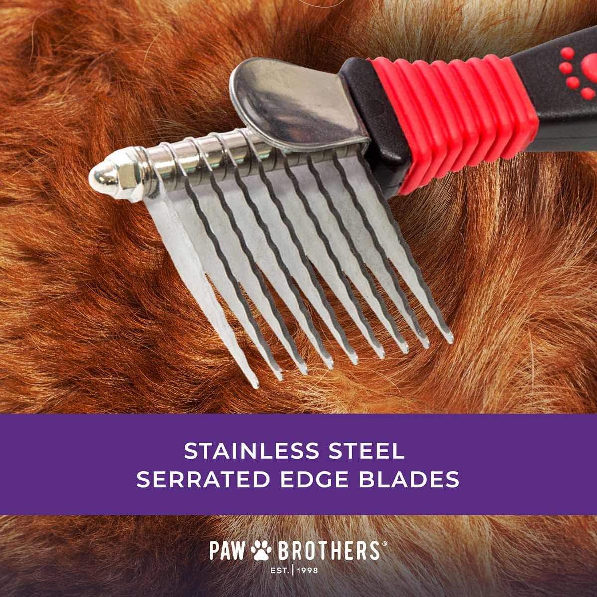 RYAN'S PET SUPPLIES Paw Brothers 12-Blade Dematting Tool for Dog Grooming, Professional Grade, Stainless Steel Blades, Comfort Grip, Gentle on Skin