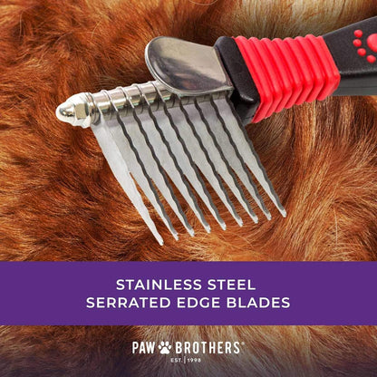 RYAN'S PET SUPPLIES Paw Brothers 12-Blade Dematting Tool for Dog Grooming, Professional Grade, Stainless Steel Blades, Comfort Grip, Gentle on Skin