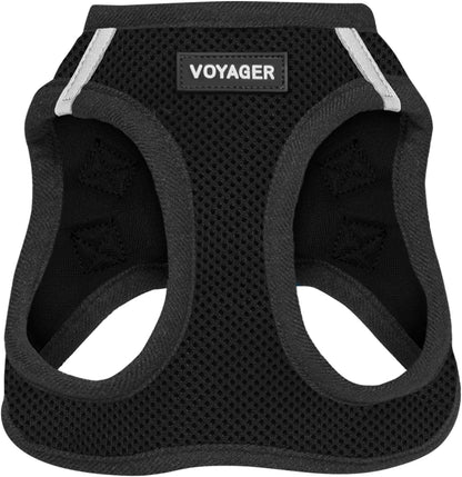 Best Pet Supplies - All Weather Mesh/Plush, Reflective, No Pull Harness for Small, Medium Dogs, Cats - Secure with Hook & Loop Fastener, Buckle, Double D-Rings - Black/Black Trim, XL