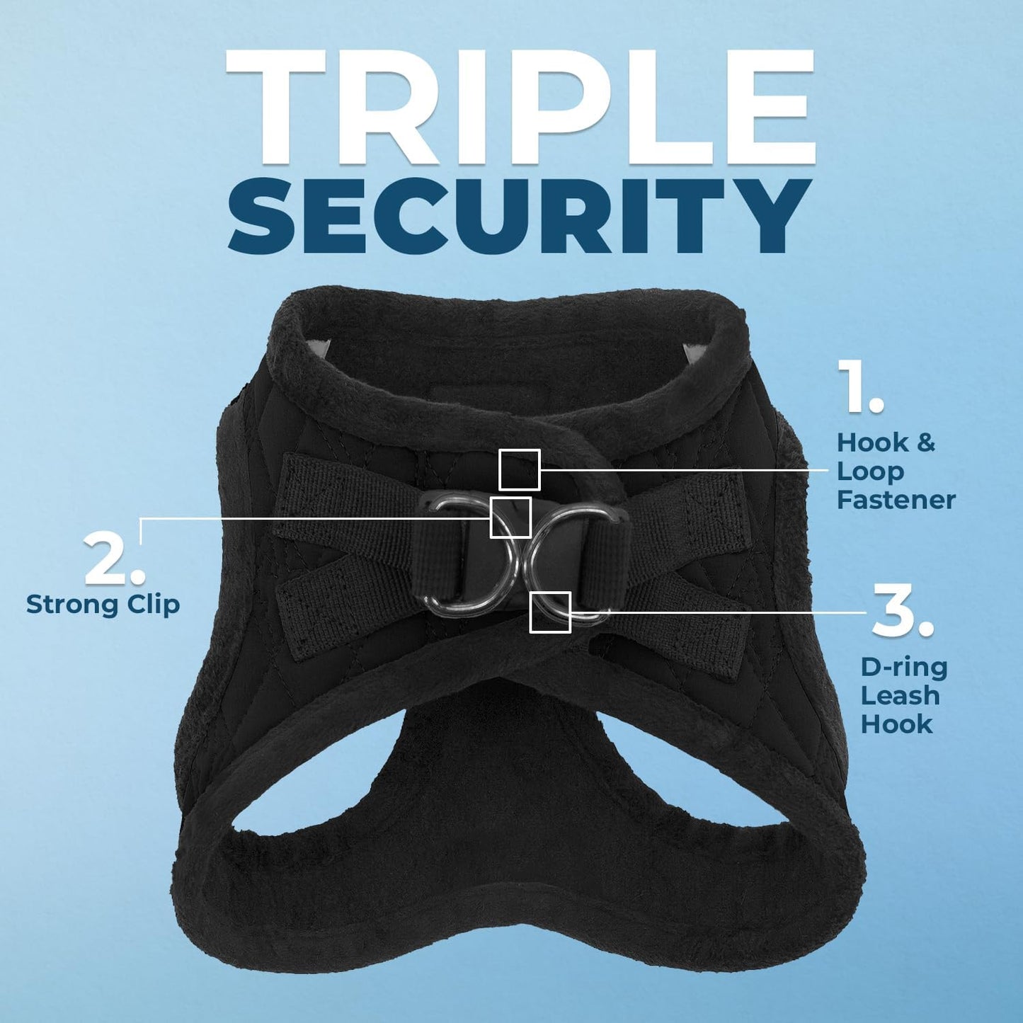Best Pet Supplies - All Weather Mesh / Plush, Reflective, No Pull Harness for Small, Medium Dogs, Cats - Secure with Hook & Loop Fastener, Buckle, Double D-Rings - Black Plush, S