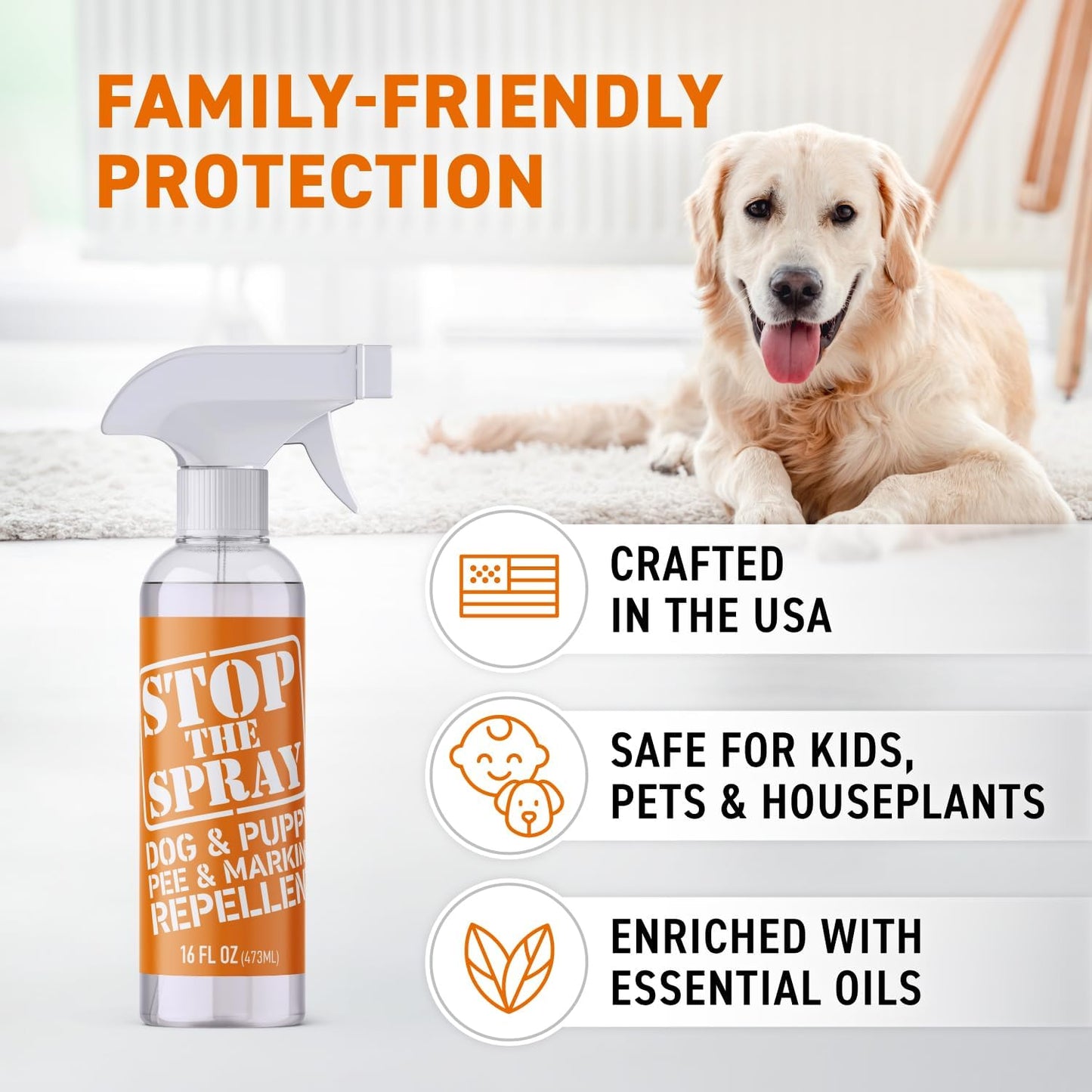 EBPP Stop the Spray - Dog & Puppy Pee Marking Repellent - Pet Training Spray - Puppy Potty Training Spray for Dogs - Dog Pee Stopper - Pee Deterrent for Dogs - No Marking Spray for Dogs Indoor 16oz