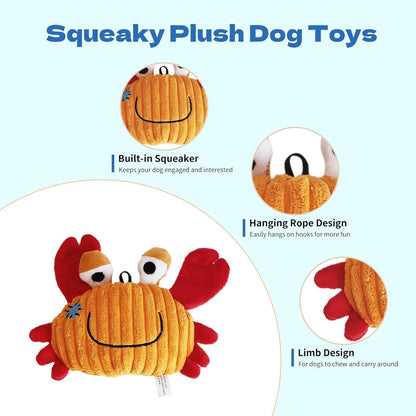 Plush Toys for Small and Medium Dogs, Cute Squeaky Dog Toy for Puppies, Durable Fabric Crinkle Paper chew Toys (3 Pack)