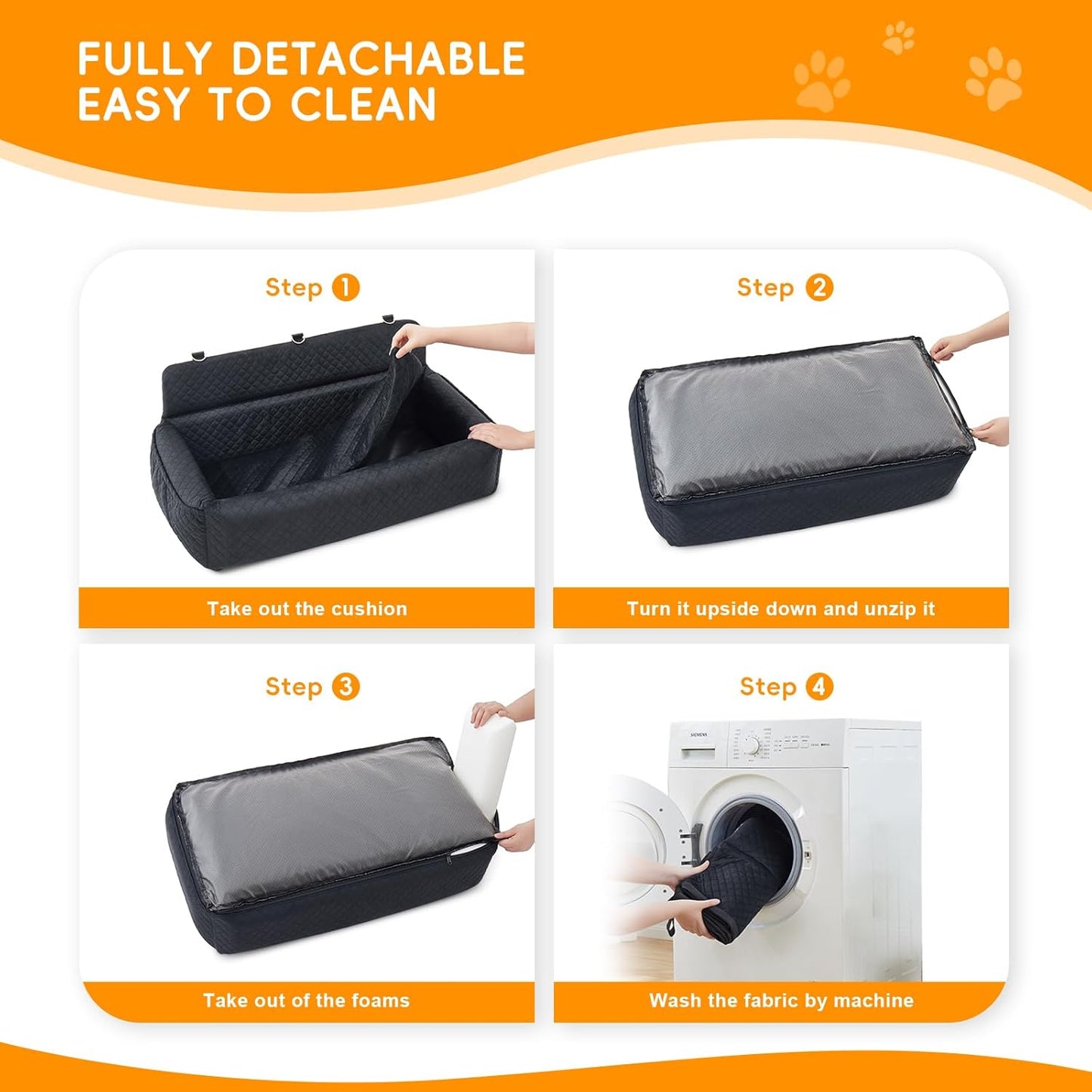 Dog Car Seat for Large Medium Dog,Washable Dog Booster Seat for Medium Large Dogs,Multi-Functional Dog Booster Seat with Thick Cushion, Safety Leashes Dog Sofa Cushion & Travel Dog Bed (Black, 90cm)