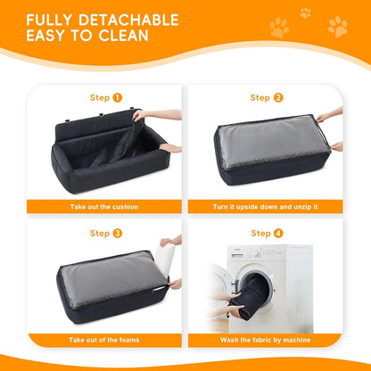 Dog Car Seat for Large Medium Dog,Washable Dog Booster Seat for Medium Large Dogs,Multi-Functional Dog Booster Seat with Thick Cushion, Safety Leashes Dog Sofa Cushion & Travel Dog Bed (Black, 90cm)