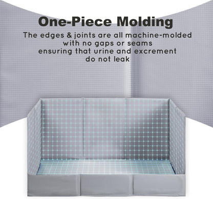 Dog Litter Box, Pee Pad Holder Foldable, Indoor Dog Potty Tray for Puppy & Large Dogs, High Walls, Seamless, No Assembly, Waterproof, Easy to Clean, No Spill,Portable for Travel