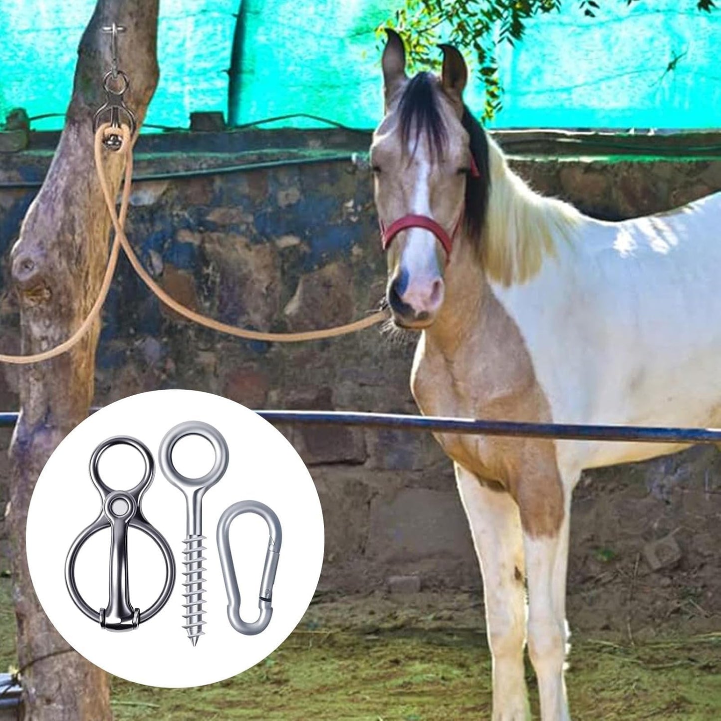 Horse Tie Ring - for Horses, Horse Tack and Supplies Animal Accessories, Animal Ties Rings Prevents Horses from Pulling Back Sturdy Stainless Steel for Horsee Care