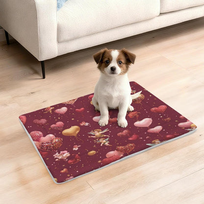 susiyo Red Love Hearts Dog Bed Mat - Super Soft & Warm Pet Pad, 25x18 Inch Machine Washable Mat for Small Medium Dogs, Couch Protector, Crate & Travel Bed Topper
