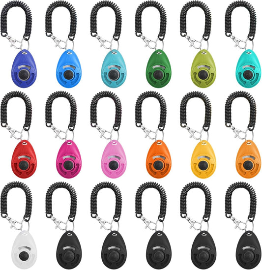 18 Pieces Dog Clicker for Training, Pet Training Clicker Set with Wrist Strap Clickers Trainer for Dogs Cats Puppy Birds Horses Behavioral Training (Multicolor)