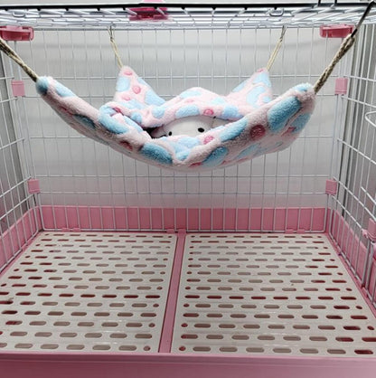 ISMARTEN Small Animal Hanging Hammock, Pet Hanging Nap Sack Sleep Bag Bed, Cage Hammock Beds for Ferret Guinea-Pig Sugar Glider Hamster Rat Mice Chinchilla Flying Gerbil and Squirrel (Pink)