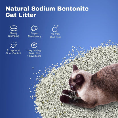 Clumping Cat Litter, Premium Bentonite Cat Litter Sodium-Based, Dust-Free, Strong Durability, Odor Control, Natural Mineral Formula Unscented Litter for RealScooper - 15 lb. Box