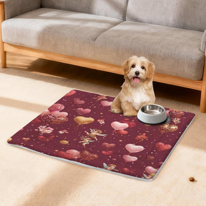 susiyo Red Love Hearts Dog Bed Mat - Super Soft & Warm Pet Pad, 25x18 Inch Machine Washable Mat for Small Medium Dogs, Couch Protector, Crate & Travel Bed Topper