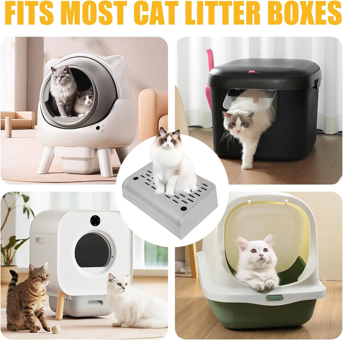 Litter Box Step, Cat Ramp for Litter Robot Automatic Cat Litter Box Self Cleaning Slide with Filter Function, Anti-Litter Tracking Pets Pedal Step Stool Litter Catcher Tray 11.8 x 8.7 x 3.9In(Gray)