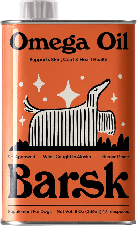 Barsk Wild Alaskan Fish Oil for Dogs & Cats - Supports Itchy Skin Relief, Shiny Coat, Joint & Heart Health – Salmon Oil Formula High in Omega-3, EPA & DHA – Tasty Cat & Dog Food Toppers for Dry Food