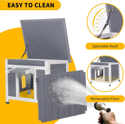 GEGURI Outdoor Cat House, Weatherproof Feral Cat Shelter for Winter