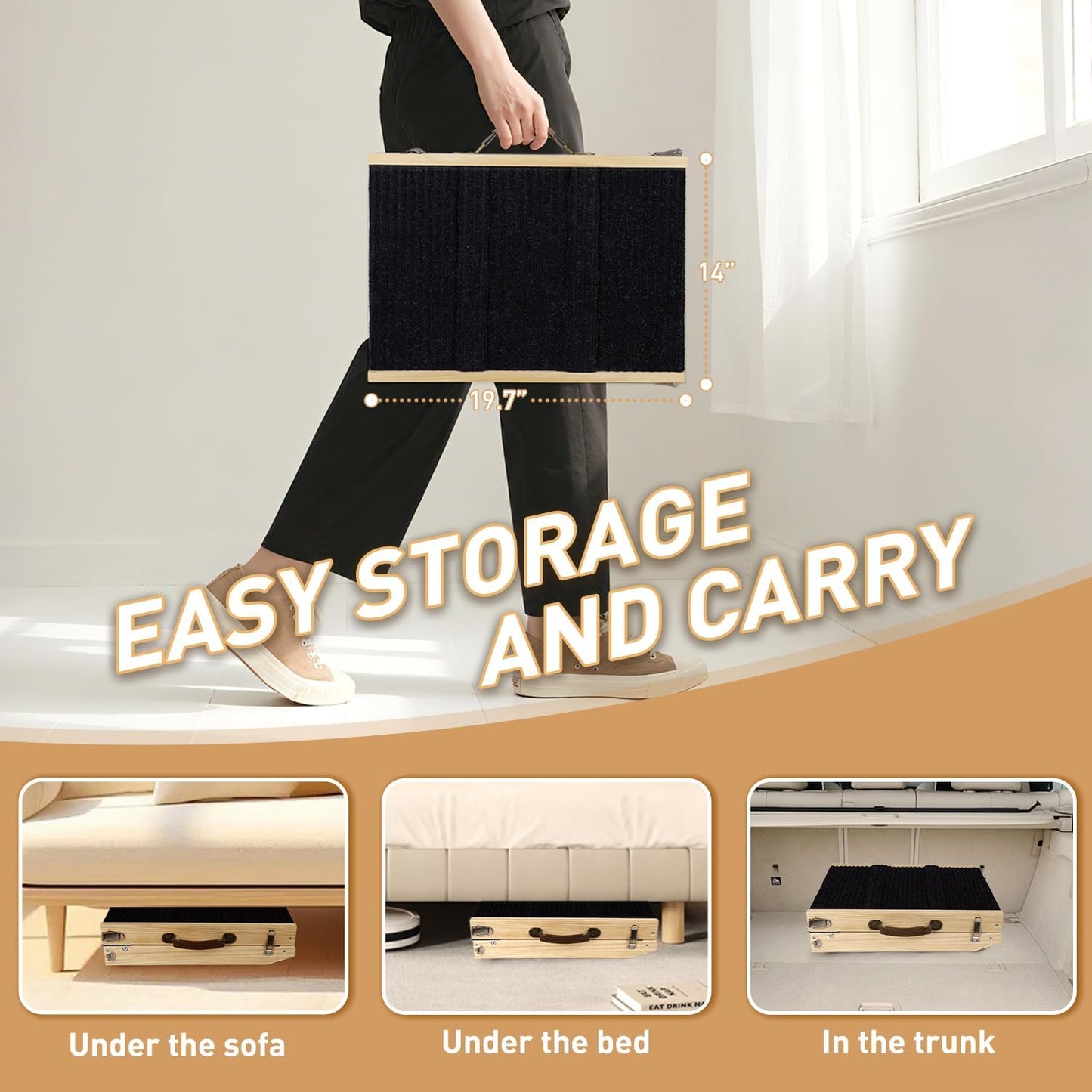 2025 Upgraded Dog Ramp for Bed - Foldable Small Large Dog Ramp for Couch - 6 Adjustable Height from 13" to 24" - Portable Pet Stairs with Non-Slip Pad - Pet Ramps Use for Bed Couch Car Up to 120LBS