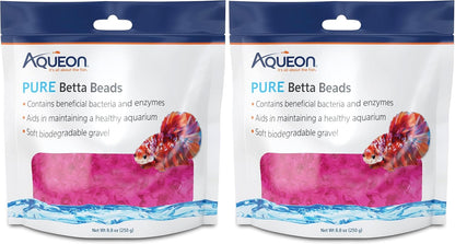 Aqueon Pure Betta Beads, Water Care for Unfiltered Aquariums, Maintains Clear Water and Helps Breakdown Organic Sludge, Pink (Pack of 2)