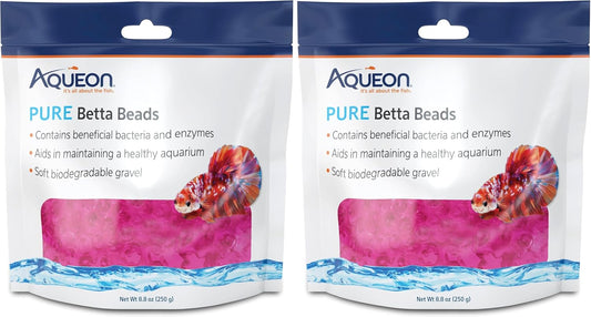 Aqueon Pure Betta Beads, Water Care for Unfiltered Aquariums, Maintains Clear Water and Helps Breakdown Organic Sludge, Pink (Pack of 2)
