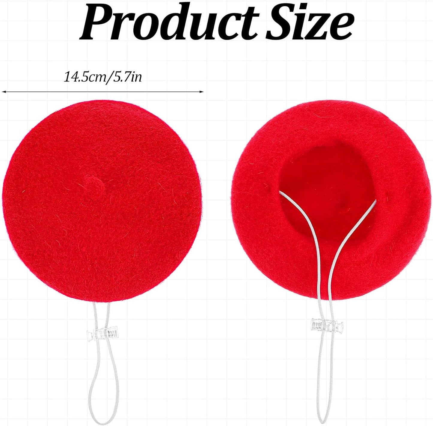 1Pcs Dog Beret for Small Dogs Cat, French Artist Dog Hats Cute Felt Cats Hat for Small Dogs Cat Halloween Christmas Hair Accessory Photo Props(Red)