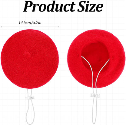 1Pcs Dog Beret for Small Dogs Cat, French Artist Dog Hats Cute Felt Cats Hat for Small Dogs Cat Halloween Christmas Hair Accessory Photo Props(Red)