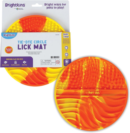 Brightkins Tie Dye Circle Lick Mat, Food Rubber Mat and Snuffle Pet Supplies, Enrichment Puppy Pads Essentials Products, Anxiety Relief Items, Interactive Dog Toys