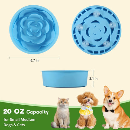 Slow Feeder Dog Bowl with Suction Cups Silicone Frozen Dog Treat Holder for Small Medium Large Dogs