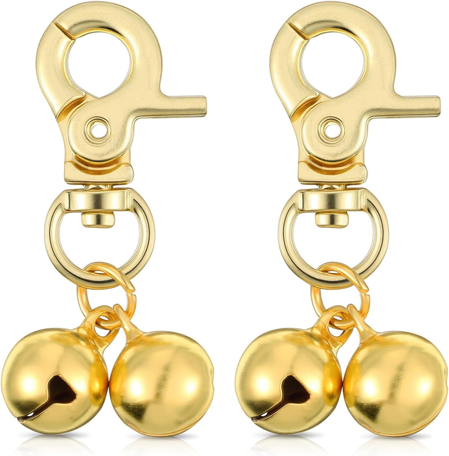 2Pcs Gold Bells for Dog Collars, Cat Bell for Pet Collar, Extra Loud Collar Bell, Training Collar Charm with Heavy Duty Snap Clips, Pet Pendant Accessories for Pet Tracking Anti Lost Training