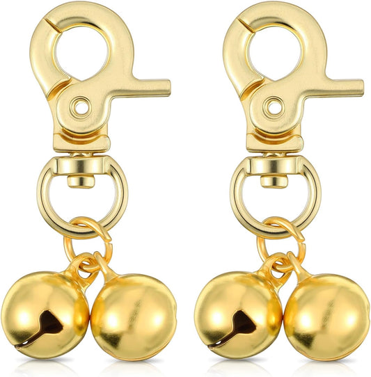 2Pcs Gold Bells for Dog Collars, Cat Bell for Pet Collar, Extra Loud Collar Bell, Training Collar Charm with Heavy Duty Snap Clips, Pet Pendant Accessories for Pet Tracking Anti Lost Training