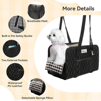 Center Console Dog Car Seat - Portable Armrest Booster Car Seats for Small Dogs, Detachable Washable Pet Carriers Puppy Essentials- Support Pet Up to 11lbs