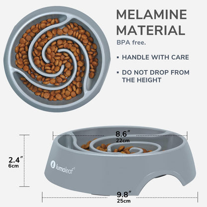 LumoLeaf Large Slow Feeder Dog Bowl (4 Cups) – Anti-Slip, Safe & Non-Toxic, Durable Melamine – Promotes Healthy Eating, Reduces Bloating – Ideal for Medium & Large Dogs