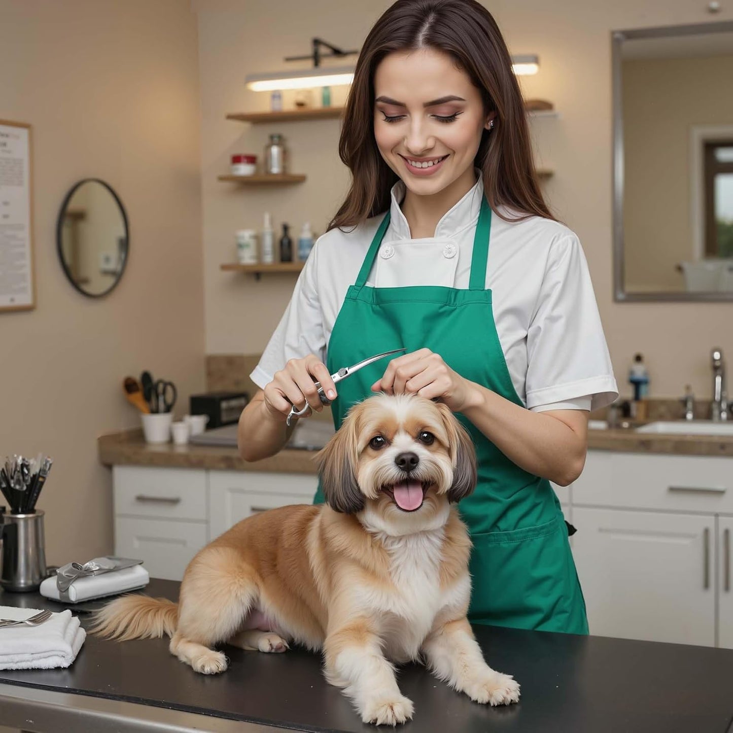 GLADOG Luxury Dog Grooming Scissors Set - 7" Straight, 6.5" Thinning, 7" Curved Dog Shears for Grooming - 9CR Steel, Professional Grooming Kit for Dogs