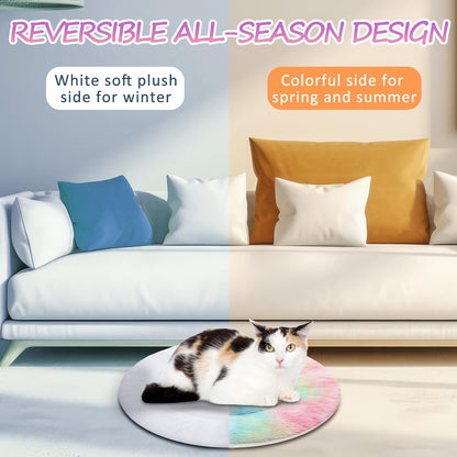 VitalCozy 2 Pack Self Warming Cat Pad Self Heating Pad Bed Reversible Machine Washable Reflects Body Heat Warm Thermal Pet Mat Crate Blanket for Feral and Indoor Cat(16'',Tie Dye)