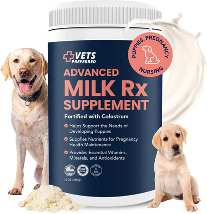 Vets Preferred Puppy Milk Replacement Formula - Dog Milk Replacer Powder Supplement for Pregnant, Lactating, Aging Dogs - Enriched with Colostrum - Nutritious Nursing Formula for Puppies - 12 Oz