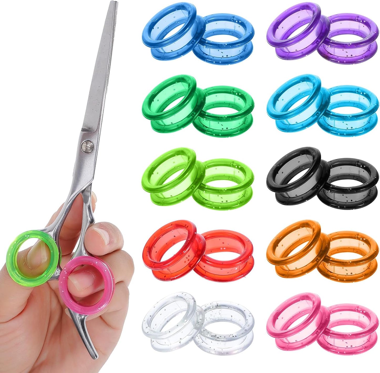 Silicone Scissors Finger Rings, 20 Pcs Soft Scissor Thumb Insert Finger Protection Ring for Pet Grooming Scissor Accessories Dog Grooming Shear Fingers Ring Inserts for Dog Hair Cutting