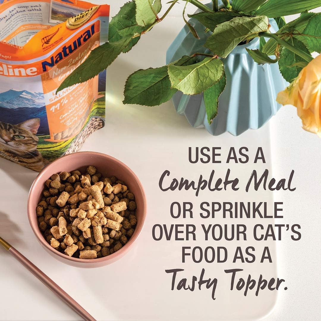 Feline Natural High Protein Dry Cat Food, Freeze-Dried Diet with 98% Meat, Organs & Seafood, No Peas, Grains, or Artificial Additives, Made in New Zealand, Chicken & Lamb, 11oz