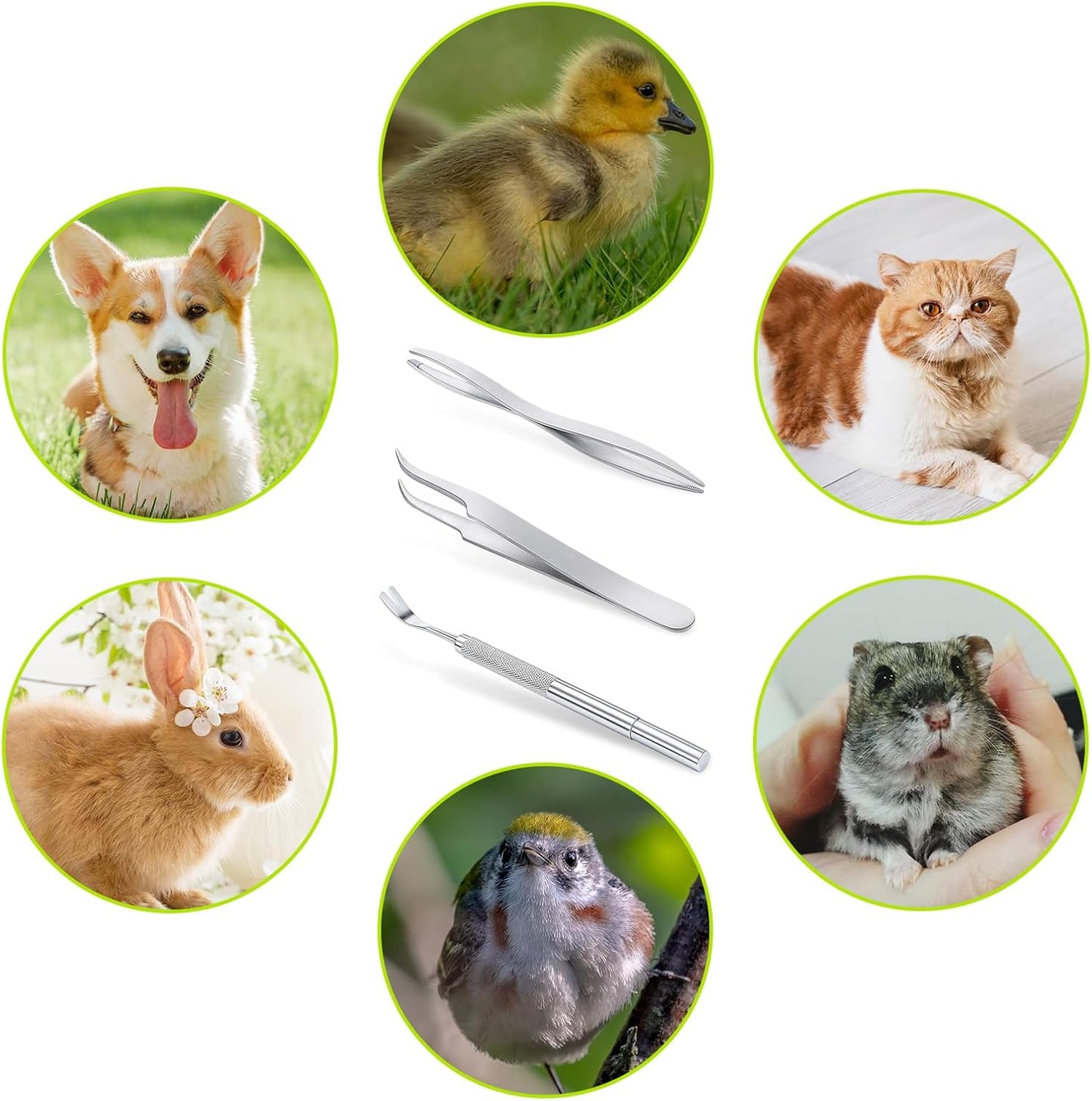3 in 1 Tick Remover Kit, 3 Pack Stainless Steel Tick Tweezers, Ticks Fork and Portable Storage Case for Cats and Dogs