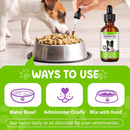 Dog Probiotic, Liquid Probiotics for Dogs, Prebiotic & Digestive Enzymes, Dogs Probiotics Supplement Help Digestive Health, Immune Support, Diarrhea Relief, Dog Herbal Supplements 60ml