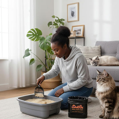 Universal Metal Cat Litter Scoop Holder – Heavy-Duty Scooper Storage Caddy, Scoop Stand for Kitty Litter Box, Fits Most Cat Litter Scoops Desktop Small Trash Can