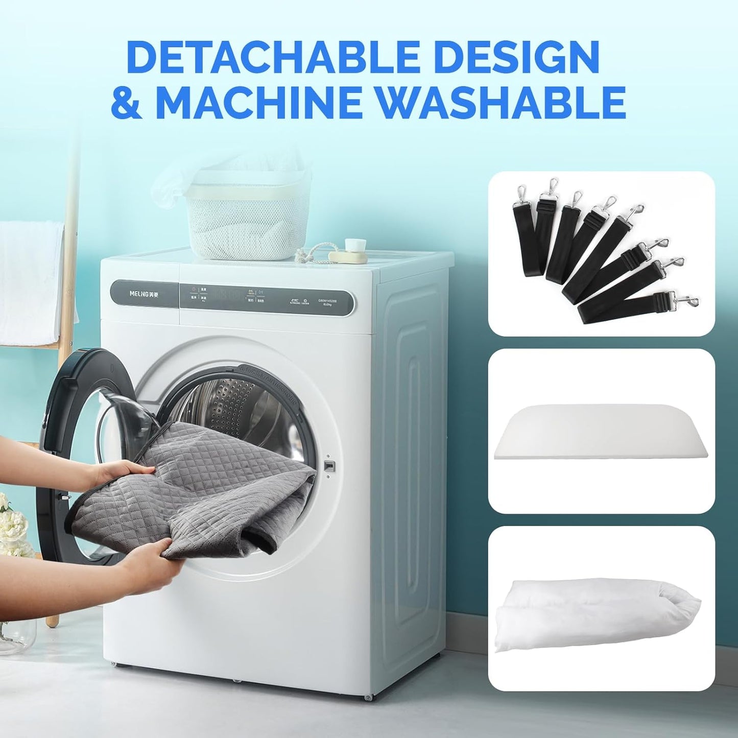 Large Dog Car Back Seat for 100lbs Dogs Pet Bed Car Seat Fully Detachable Washable Travel Safety with Storage Pocket Grey