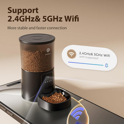Automatic Cat Feeder with Camera: 5G WiFi Auto Pet Feeder Precise Timed Feeding with HD Video & 2-Way Audio, Food Dispenser with Desiccant Bag to Keep Kibble Fresh, Easy Setup for Indoor Cats