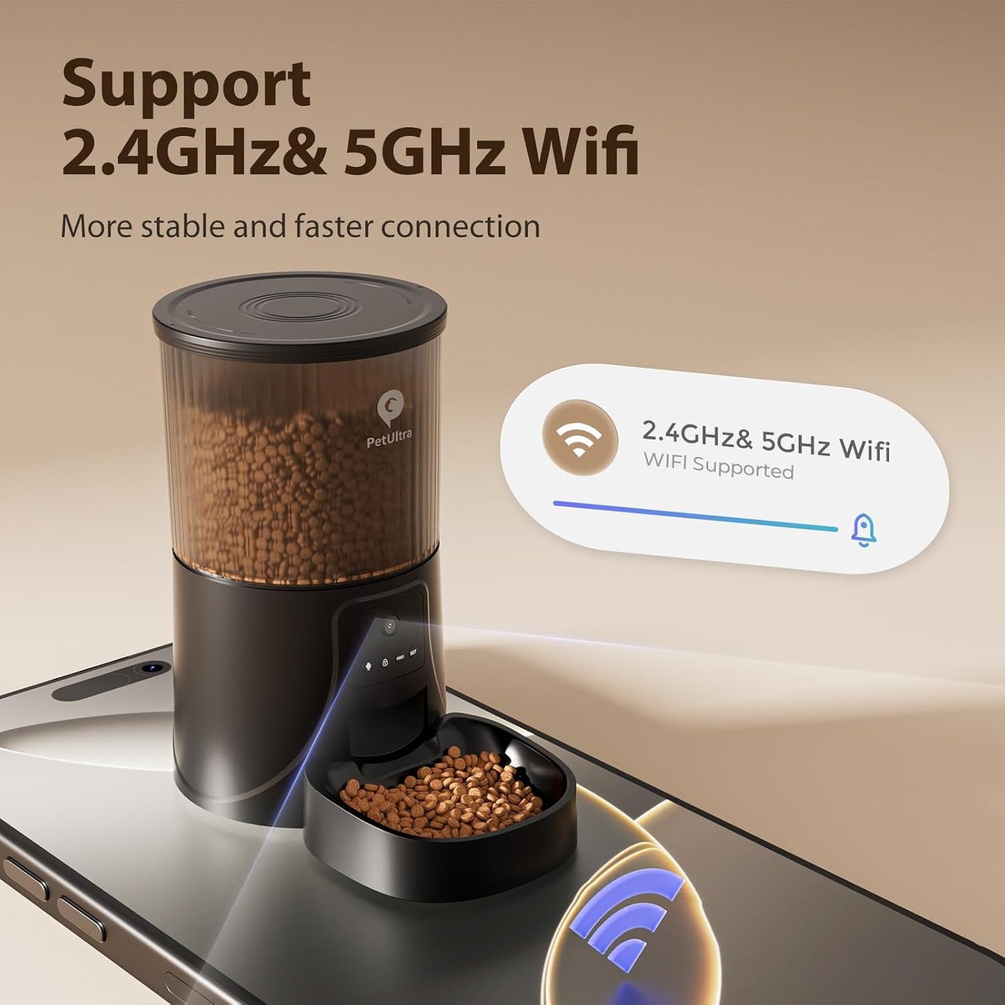 Automatic Cat Feeder with Camera: 5G WiFi Auto Pet Feeder Precise Timed Feeding with HD Video & 2-Way Audio, Food Dispenser with Desiccant Bag to Keep Kibble Fresh, Easy Setup for Indoor Cats