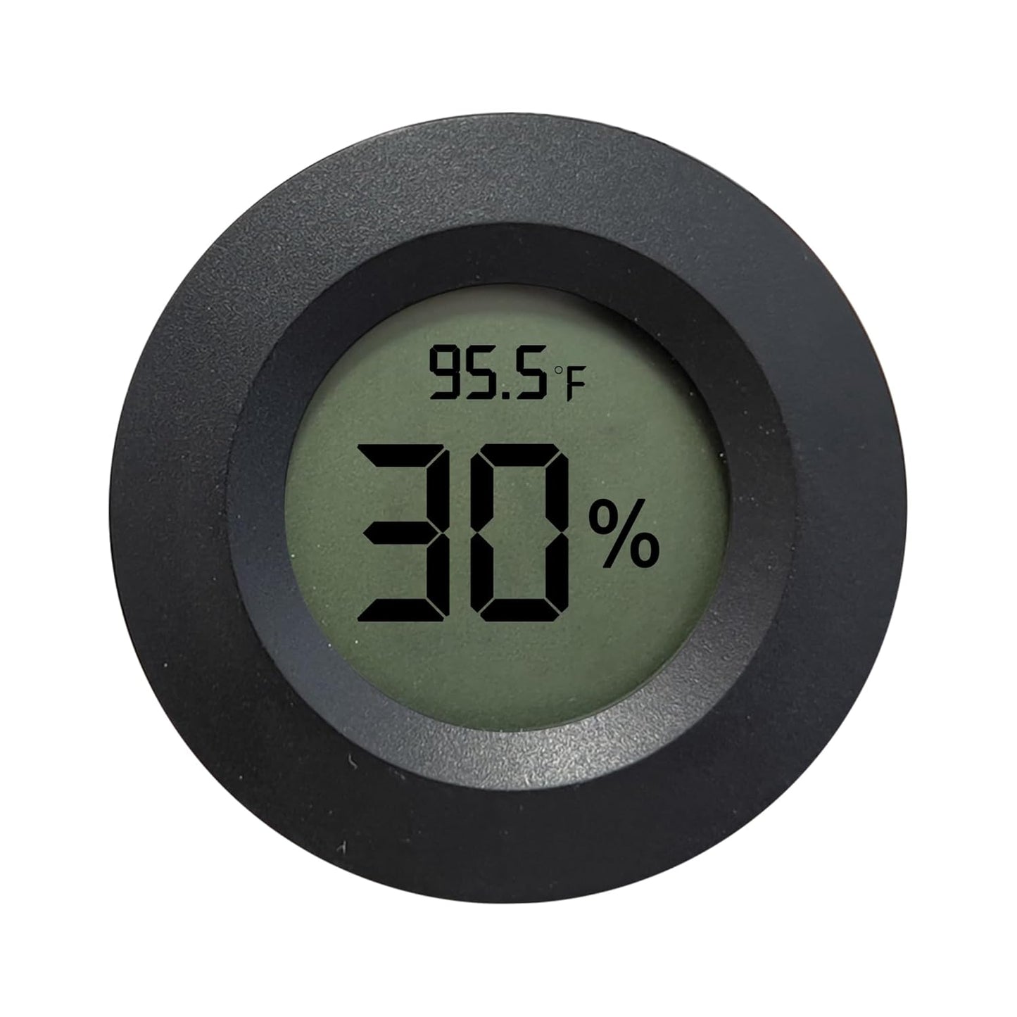 SunGrow Reptile Thermometer with Hygrometer with Digital Display, Accurate Temperature, Humidity Gauge for Snake and Lizard Tanks, Round Clear LCD, Black, 1.8”x1.8”x0.6”