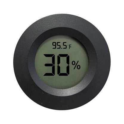 SunGrow Reptile Thermometer with Hygrometer with Digital Display, Accurate Temperature, Humidity Gauge for Snake and Lizard Tanks, Round Clear LCD, Black, 1.8”x1.8”x0.6”