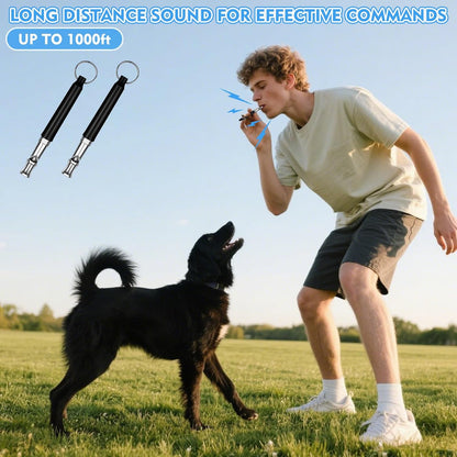 Dog Whistle - 2Pack Dog Whistle to Stop Barking Neighbor's Dog, Adjustable Ultrasonic Silent Dog Whistle,Helpful for Training Recall (Black with Lanyard)