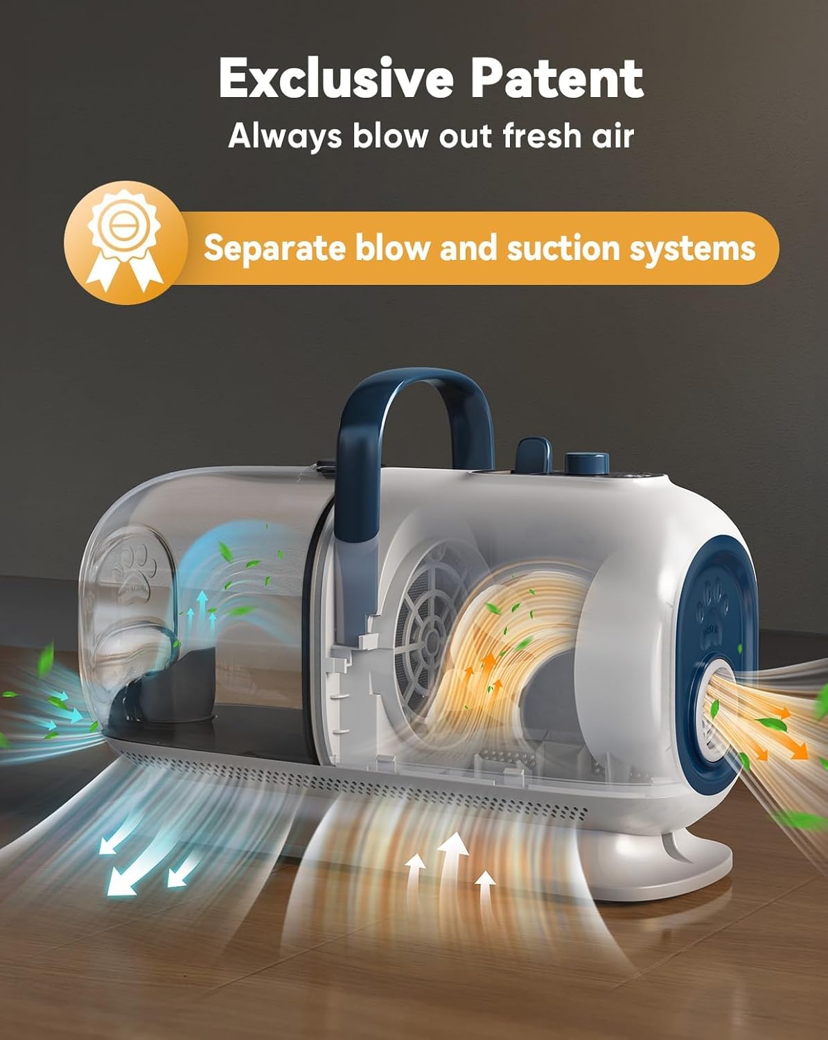 oneisall Dog Vacuum & Dryer for Shedding Grooming, 8 in 1 Dog Grooming Kit with Metal Blade Pet Clippers, Adjustable Speed and Temperature Control Blower