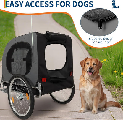 Dog Bike Trailer for Large Dogs - 88Lbs Capacity Pet Bicycle Carrier with 16" Air Tires, Foldable Oxford Fabric Design & Universal Bicycle Coupler | Safe Cycling Cargo Cart for Medium/Large Pets