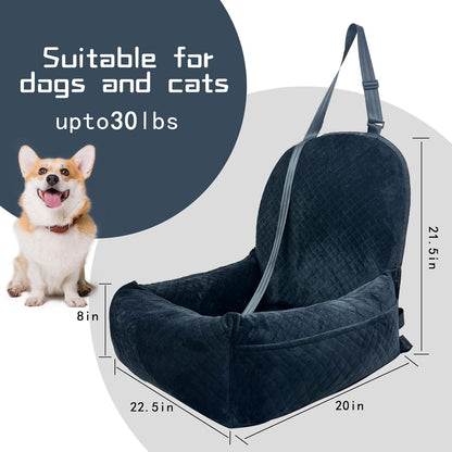 Luxury Dog Booster Seat - Safe & Comfortable Travel Bed, Disassembles for Easy Cleaning, Black, Medium