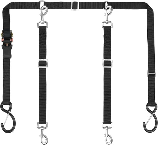 Truck Bed Dog Tether for Two Dogs,Ratchet Tightening Adjustable Double Safety Truck Bed Dog Leash System for Pickup, SUV, Cars & Trucks